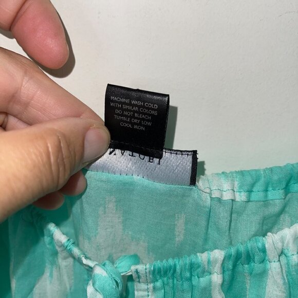 Natori Women Nightgown Size Medium Green White Pure Cotton Sleepwear Batik Print - Picture 6 of 10